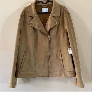Old Navy moto suede jacket tan XL